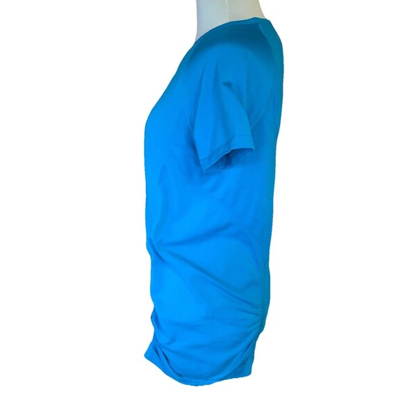 Athleta Fastest Track Tee Rare Teal Top Scoop Neck Ruched Sz XL Gym Run Athletic - Picture 5 of 12